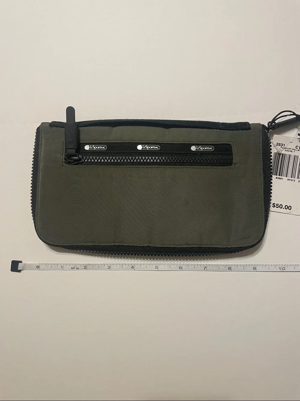 Lesportsac Olive Green and Black Zip Travel Wallet